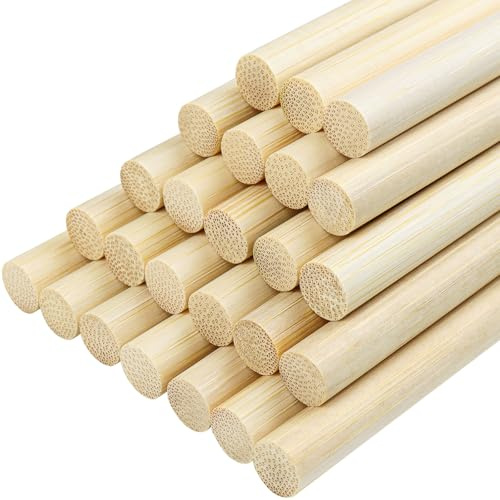DOITEM - Juego de 40 varillas de madera natural en bruto para trabajos manuales y bricolaje (200 mm x 10 mm)