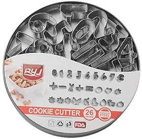Zisqia 26 Stück Buchstaben Ausstecher Für Fondant, Zahlen Ausstechformen Für Torte, Buchstaben Vielleicht Zahlen Keksform Ausstecher Edelstahl, Keksstempel ausstechformen Für Kinderferien(numerisch)