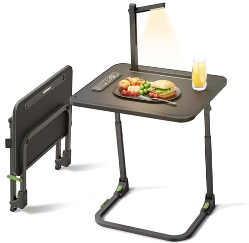 SAIJI Small Folding Table, Height & Tilt Adjustable Sofa Laptop Desk | Upgraded Multifunction TV Trays for Eating, Working, Crafting on Chair & Bed, Living Room,Sturdy & Stable Sofa Laptop Desk