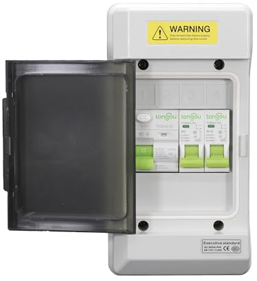 AYKNINGD Cuadro Electrico, Cuadro Electrico Superficie Unidad de Consumo con RCD de 63 A/30 mA y MCB de 1x16 amperios y 6 amperios IP66 (Caja de distribución de interruptores con disyuntor)