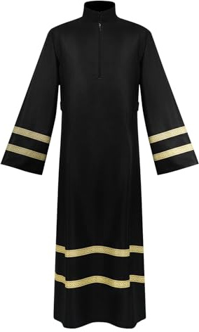 Zanisouta Traje medieval para hombre y mujer, túnica para hombre, sacerdote, túnica para sacerdote, iglesia católica, padre, justa, vestido, cuello alto, capa de Halloween, disfraz vintage