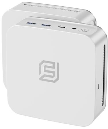 FUNYET Mini PC Laptop,Win 11 Pro, 16 GB de RAM DDR4, SSD de 512 GB, procesador N95 (hasta 3,4 GHz), HDMI + DisplayPort/RJ45 x2/WiFi/Bluetooth 5.0/USB 3.2, Compatible con Pantallas 4K, Blanco