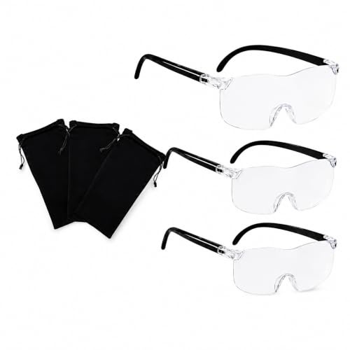 Mzbnfa 3 Pcs 300%, 500%, 800% Magnifying Glasses, 3x 5x 8x Hands-Free Magnifying Spectacles, Non-Illuminated Reading Glasses for Crafts, Hobbies and Close Work Magnifying Glasses for Hobbies
