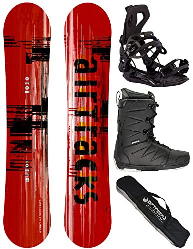 AIRTRACKS Snowboard Set Board Linear Camber Extra Wide 168 + Snowboard Bindung Master + Boots Star Black 46 + Sb Bag