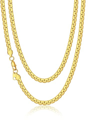 Suplight Collana Uomo a Catena Cubana Figura Scatola Acciaio Inossidabile 316L Placcato Nero/Oro/Argento Larghezza 4-6-9mm Lunghezza 46-76cm Hip Hop Rapper Confezione Regalo