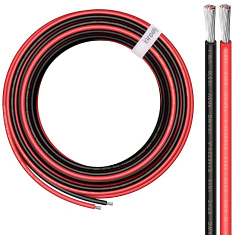 5,26mm2 Kabel, 10 AWG Kabel, iGreely 9m rot & 9m schwarz verzinntem Kupferdraht für Sonnenkollektor Audio Kraftfahrzeuge Anhänger Schifffahrt Kabelbaum Verkabelung