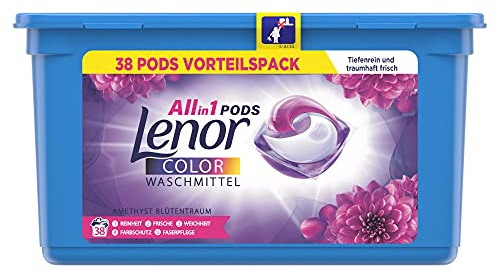 Lenor tvättmedel Pods allt-i-1, färgtvättmedel, 38 tvättbelastningar, ametist blomdröm