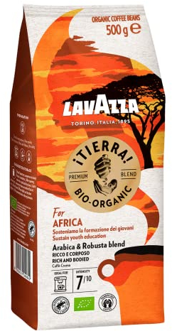 Lavazza Tierra For Africa, Organic Arabica and Robusta, Medium Roast Coffee Beans, Pack of 500g