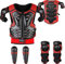 JUSTDOLIFE Stück Motorrad Schutz Jacke,Kinder Motorrad rüstung mit Knieschoner Ellbogenschoner Brustpanzer Racing für Outdoor Sport - 4/6/8/10/12/14 Jahre (Rot)