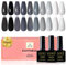 YSUVIN UV Nagellack, 10 Stück Weiß Schwarz Grau Glitter Silber Tränken Sie den Gel Nagellack für Frauen Home DIY Nail Art Salon, 8ML