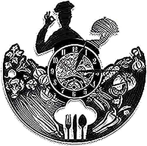 Reloj de pared silencioso de 12 pulgadas sin tictac, moderno reloj de pared de cocina con luces LED, tenedor, cuchillo, cuchara, panadero, gourmet, cuarzo artativo para colgar