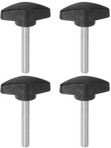 QUARKZMAN 4 stycken räfflade skruvar M6 x 40 mm vingskruv med T-format handtag, galvaniserat kolstål gängbultar tumskruvar 36 mm spännskruvknapp för snabb borttagning