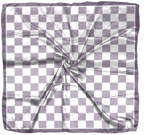 Deokke Hair Scarf Silk Feeling Square Satin Head Scarf Wrap 27.5 Inches Headwear Fashion Aesthetic Cute Decoration Women Girls (V-2-purple)