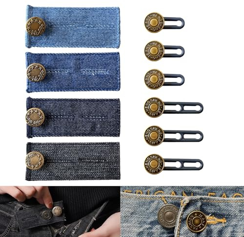 RYHHH 10 Piezas Extensor De Botones Para Pantalones,Alargadores Elásticos,Ajustable Extensores De Botones,Hombres Mujeres Vaqueros Extensor De Cintura,Para Camisas, Pantalones De Maternidad,Faldas