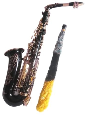 Professionell Saxofon Svart Ess altsaxofon Med Guldlackerad Mässingsgravyr Med Fodral