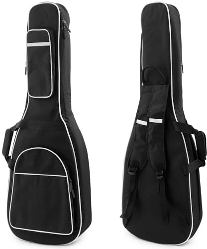 Tiger Padded Acoustic Guitar Gig Bag – 10mm Foam Protection, Backpack Straps, 2 Pockets, Reflective Strips