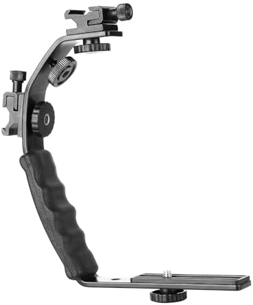 kesurpae Supporto innovativo per slitta a flash, supporto a L per fotocamera, impugnatura ergonomica per una comoda staffa per flash, luce video, per slitta, vite per treppiede