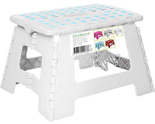 SPLENDOLE Taburete Plegable pequeño de 22 cm, Antideslizante, Compacto, de plástico, fácil de almacenar, escalones de Cocina o baño (Blanco)