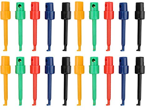 20Pcs Large Size Round Single Hook Clip Test Probe for Electronic Testing Multimeter Colorful Test Probe Grabber(Large Test Hook)