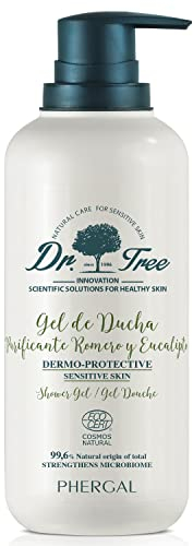 Dr. Tree - Gel douche purifiant dermo-protecteur - Spécialement pour les peaux sensibles ou à tendance atopique Renforce le microbiome - 99,6pourcent ingrédients naturels Romarin et Eucalyptus 500 ml