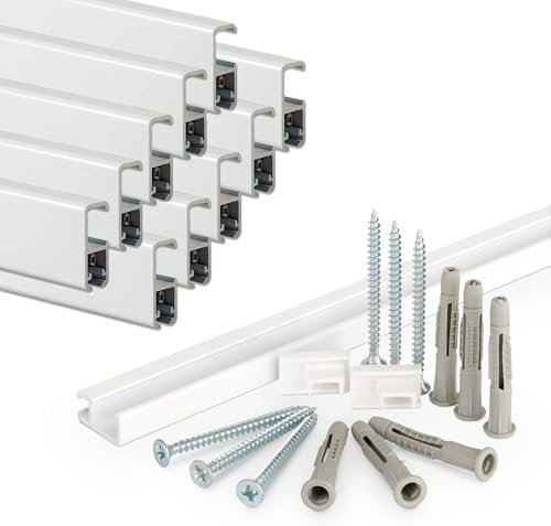Solo €2,65/metro, binario da galleria Place-it (1,5 m) per appendere immagini con kit di fissaggio (10 pezzi) – Combinare la guida con corda Place-it e ganci per foto.