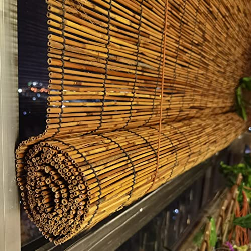 Rideau en Roseau de Carbonisation,Rideau de Paille Pare-Soleil de Balcon,Volets Roulants en Bambou,Respirant,Naturel,Tissés à Main,pour Intérieur Extérieur,Personnalisé (W120xH160cm(47x63in))