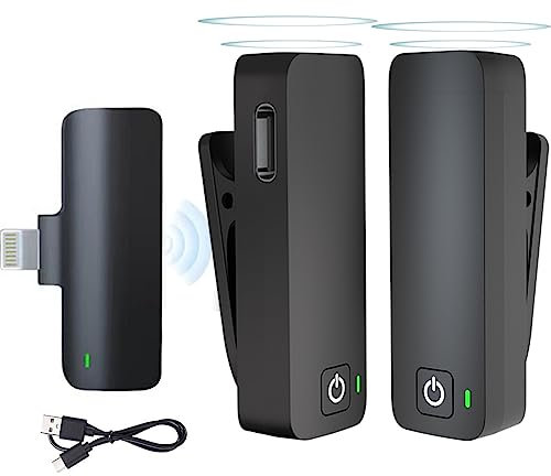 Micrófono Inalámbrico Solapa para i-Phone i-Pad Lavalier Microphone Profesional Plug & Play Reducción Activa de Ruido Portátil Micrófono para Grabación de Video Y-outube T-ikTok Vlog F-acebook