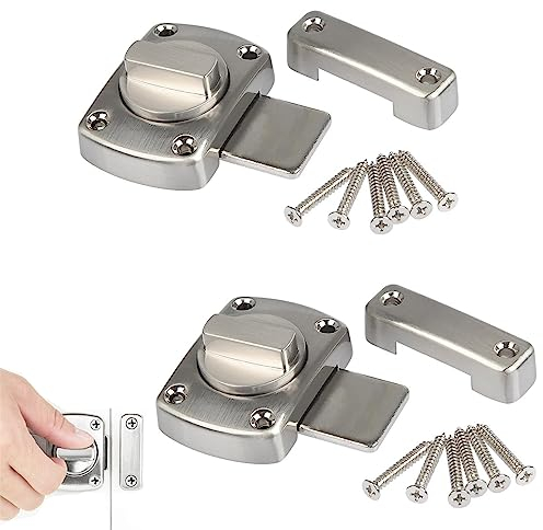 Queerelele Türriegel Latch, 2 Stück Drehriegel Riegelschloss, Türriegel Diebstahlsicherung, Türverriegelung Innen, Edelstahl Tür Schieberiegel mit Schrauben für auf Verschiedene Türen (Silber)