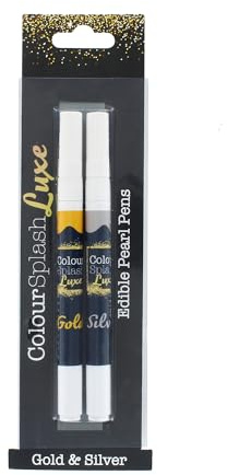Colour Splash Luxe Pearl Pens | Gold & Silver | Vibrant Edible Colouring Felt Tip For Decorating, Baking, Writing, And Personalising Cakes
