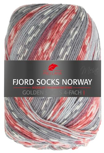 Frida's Wollhaus Pro Lana - Calcetines dorados de 100 g, 4 capas, hilo de fiordo, 5 colores (382)