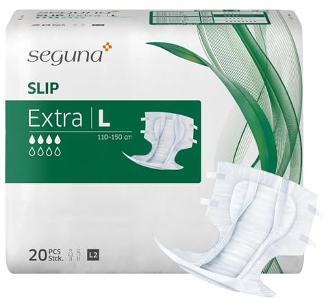 SEGUNA Slip Extra, Inkontinenz Windeln für Erwachsene, Frauen, Männer, Windeln bei mittlerer Blasenschwäche, Stuhlinkontinenz (L (Sparpaket 4 x 20 Stück))