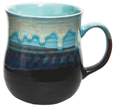 Grande Tasse à Café en Céramique de 600 ml Avec Anse - Tasse à Thé Faite à la Main Avec Glaçage de Changement de Four - Originale pour Thé, Lait ou Autres Liquides