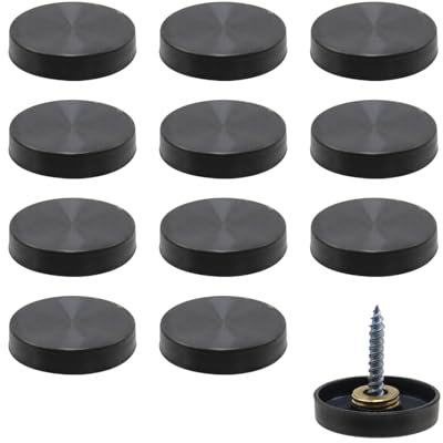 Rannb Decorative Mirror Screws Black Cap Cover Nails 1/25mm Cap Dia 304 Stainless Steel Screw Covers Caps Brushed -12pcs