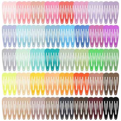 obeoby 120 Pcs Metal Snap Hair Clips for Girls, 2 Inch Hair Barrettes Accessories for Kids Toddlers Women (40 Colors)