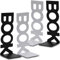 BUCOMTU Buchstütze 4 Stück Schwarz und Weiß Bücherstütze Buchstützen Metal Bücherhalter für Schreibtisch,Büro,Bücherregal,Bücher,DVDs,Magazine,Schule
