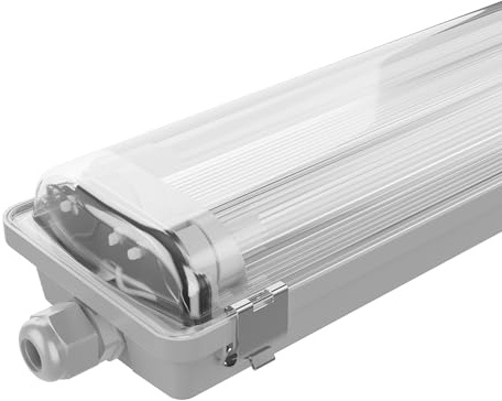 Ledvion - 1 pieza, pantalla estanca, 120cm, IP65, 18W, 100 lm/W, Blanco frío, 6500K, para 2 tubos LED, lámpara de techo para garaje, de bodega, tubo led, almacén