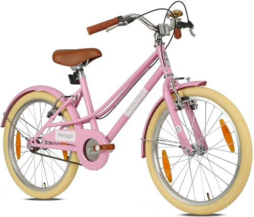PROMETHEUS BICYCLES Vélo rétro pour enfant 20 fille | Vélo 20 pour fille à partir de 6 ans | Vélo enfant à partir de 7 ans Petitage en rose