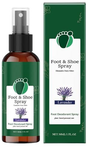 Foot D – Vaporisateur désodorisant non collant lavande pour chaussures, désodorisant parfumé, 2,7 x 2,7 x 10,2 cm, facile à utiliser, portable pour la maison, la gym, le sport, le travail, les