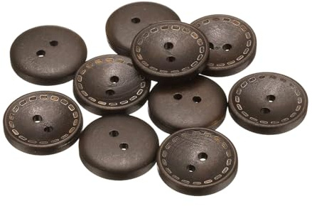 QUARKZMAN Botones de Madera, 10pcs 32L 4/5(20mm) Bontones Redondos con 2 Agujeros, Accesorios de Costura para Coser Ropa, Almohadas, Manualidades Marrón Oscuro