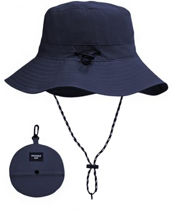 AHRLIC Waterproof Bucket Hat for Men and Women, Foldable Boonie Sun Hat with Wide Brim, UPF 50+ UV, Adjustable Chin Strap, Quick Dry Rain Hat for Fishing, Hiking, Camping, Travel and Outdoor Use