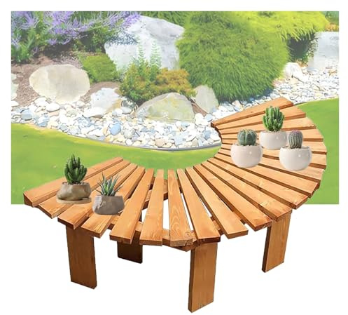 BZJPRFC Marco De Banco De Árbol, Asiento De Jardín Semicircular, Silla De Patio For Parque Al Aire Libre, Empalme Decorativo De Listones De Madera Curva(Color2)