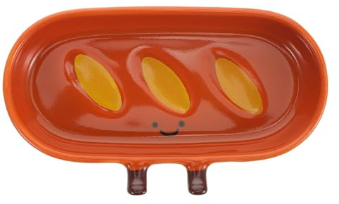 OSALADI Plato para Salsas de Cerámica Forma de Pan Baguette Pequeño Cuenco para Condimentos y Dips Diseño Apilable y Resistente Adecuado para Cocina y Aperitivos en Casa