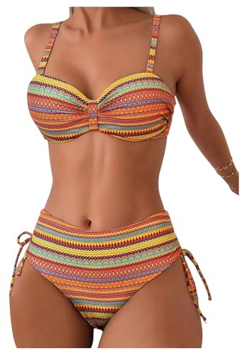 GORGLITTER Women's Push Up Bikini Sets Underwire Tie Side 2 Piece Swimsuit
