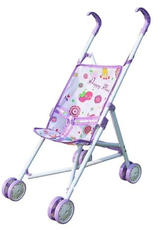 Pegciuho Poussette pour Poupée, Pliable, Jouet D'imitation (poupée Non Incluse), Cadeau éducatif pour Les Fêtes, à Partir de 3 Ans, Violet