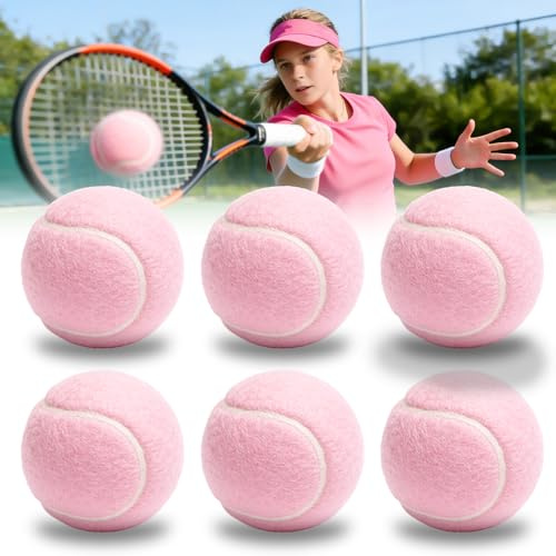 6 Pièces Balle De Tennis,Balles De Tennis pour Entraînement,Balles De Tennis Avancées pour L'entraînement Et Pratique Sportive, Débutants,Joueurs,Services,Chiens,Couleurs Attrayantes,Rosa