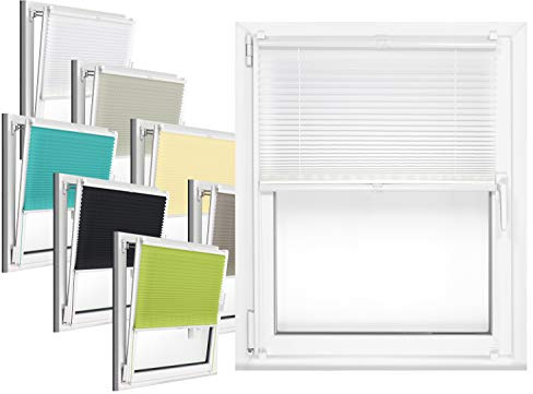 npluseins Plissee - vormontiert und mit Klemmfixierung am Fensterahmen - kinderleichte 3-Step Montage, ca. 90 x 130 cm, weiß