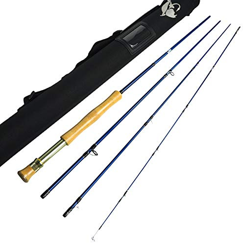 Aventik Fly Fishing Rod 9ft 4 Piece Fly Rod with Carrying Case for Saltwater Travel Fly Fishing Rod for Walleye Bass Carp Trout - Tip Fast Action in 7/8/9/10/11/12 Weight (9'0'' LW9)