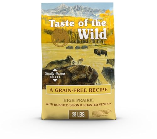 Taste of the Wild High Prairie Canine Grain-Free Recipe with Roasted Bison and Venison Adult Dry Dog Food, Made with High Protein from Real Meat and Guaranteed Nutrients and Probiotics 28lb