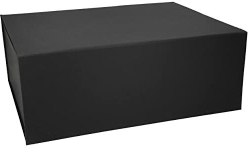 Premium Geschenkbox mit Deckel, faltbar, Geschenkkarton, Magnetbox, Geschenkverpackung für Weihnachten & Geburtstag, Magnetfaltbox, Schwarz matt Naturpapier, 40x30x15cm