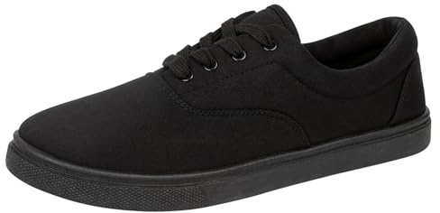 Kilter Men's Ollie Low Canvas Skateboard Style Trainers - Black - 6.5 UK